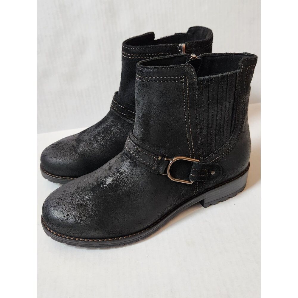 Clarks Aspra Buckle Ankle Boots Women's 8.5 Wide Black